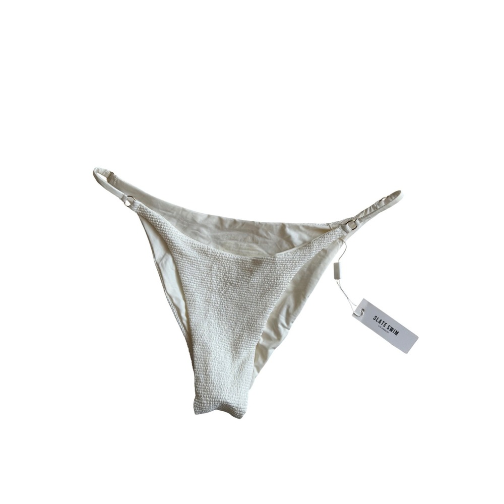 NWT Slate Swim Women's White Textured Ribbed Bikini Bottoms Size XL